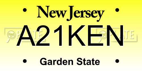 A21KEN New Jersey License Plate