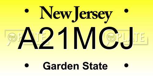 A21MCJ New Jersey License Plate