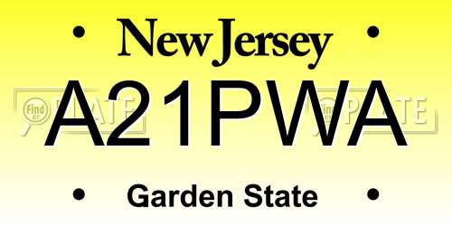 A21PWA New Jersey License Plate