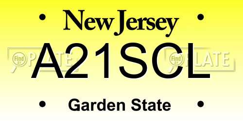 A21SCL New Jersey License Plate