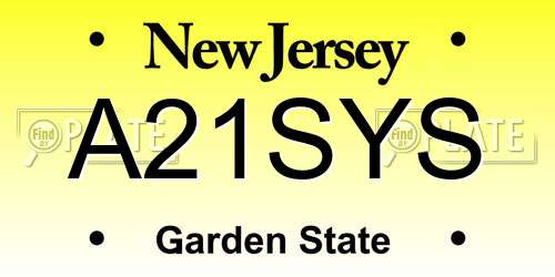A21SYS New Jersey License Plate