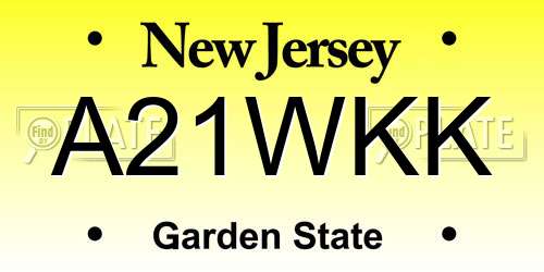 A21WKK New Jersey License Plate