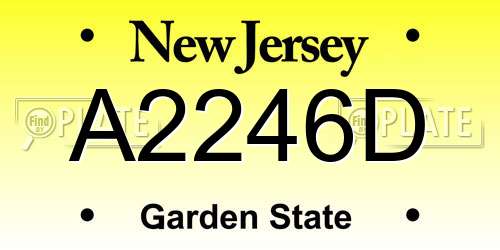 A2246D New Jersey License Plate