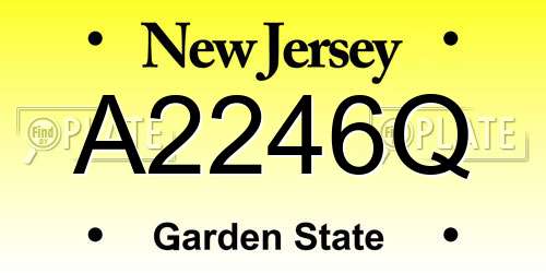A2246Q New Jersey License Plate