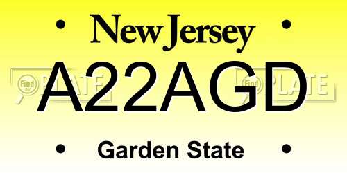 A22AGD New Jersey License Plate