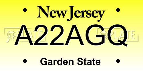 A22AGQ New Jersey License Plate