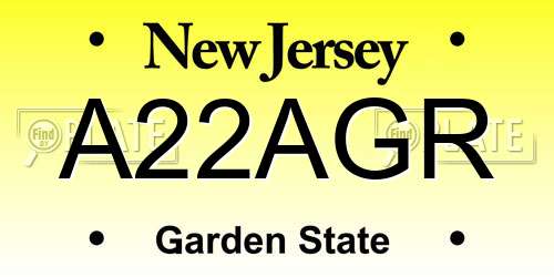 A22AGR New Jersey License Plate