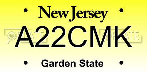 A22CMK New Jersey License Plate