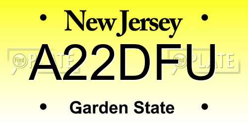 A22DFU New Jersey License Plate