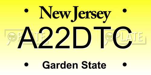 A22DTC New Jersey License Plate