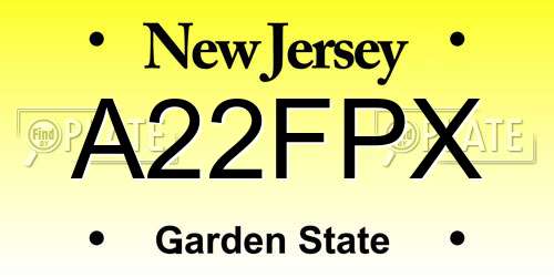 A22FPX New Jersey License Plate