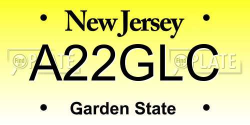 A22GLC New Jersey License Plate