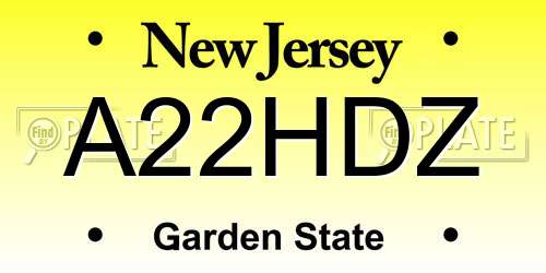 A22HDZ New Jersey License Plate