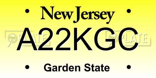 A22KGC New Jersey License Plate