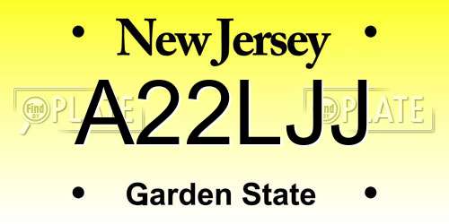 A22LJJ New Jersey License Plate