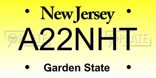 A22NHT New Jersey License Plate
