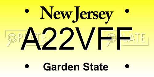 A22VFF New Jersey License Plate