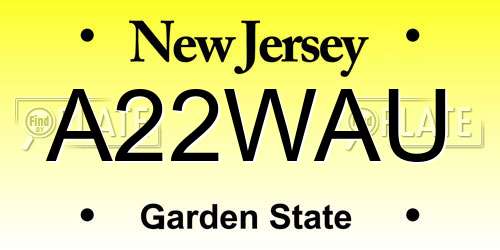A22WAU New Jersey License Plate