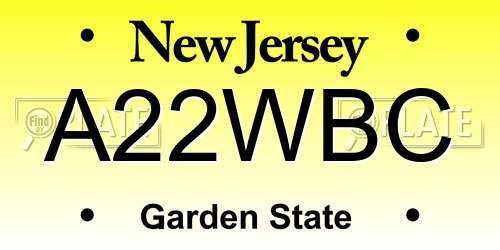A22WBC New Jersey License Plate