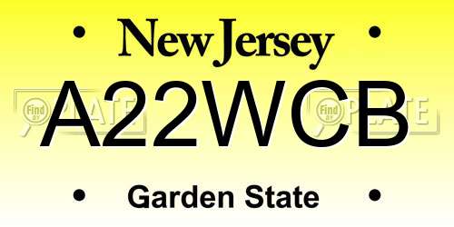 A22WCB New Jersey License Plate