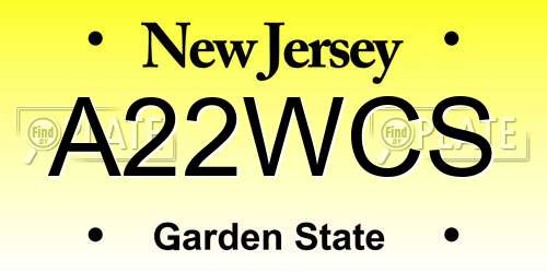 A22WCS New Jersey License Plate
