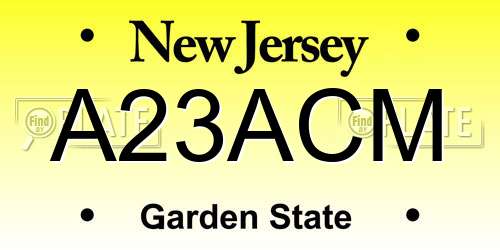 A23ACM New Jersey License Plate