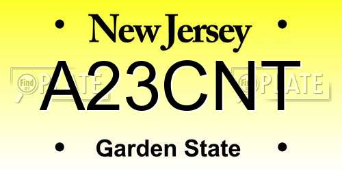 A23CNT New Jersey License Plate