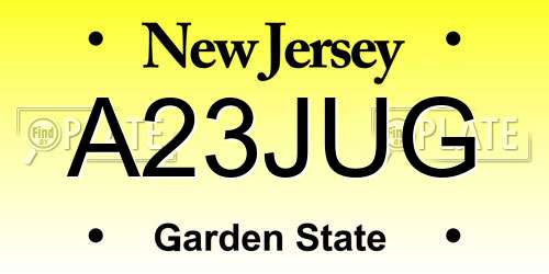 A23JUG New Jersey License Plate