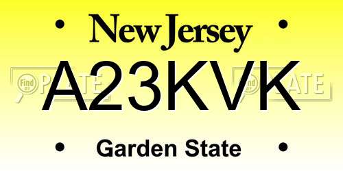 A23KVK New Jersey License Plate