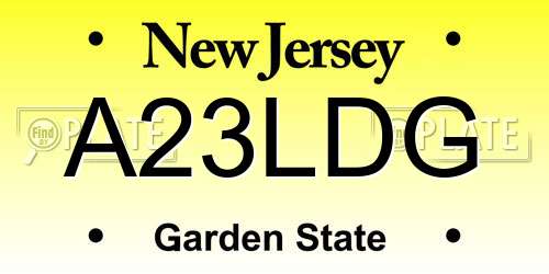 A23LDG New Jersey License Plate