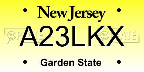 A23LKX New Jersey License Plate
