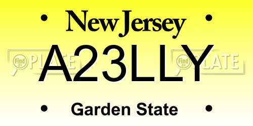 A23LLY New Jersey License Plate