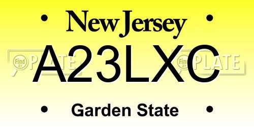 A23LXC New Jersey License Plate