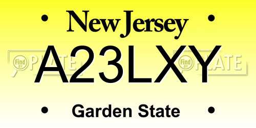 A23LXY New Jersey License Plate
