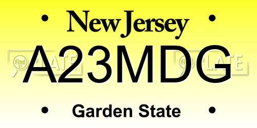 A23MDG New Jersey License Plate