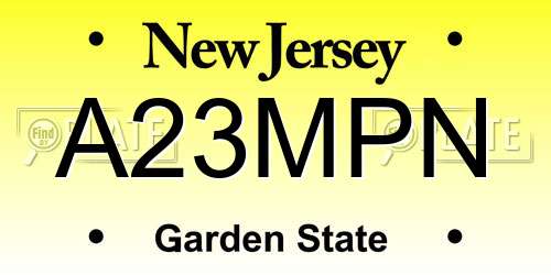 A23MPN New Jersey License Plate