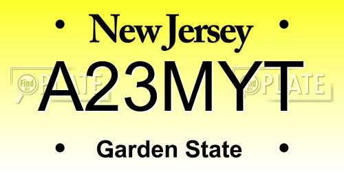 A23MYT New Jersey License Plate
