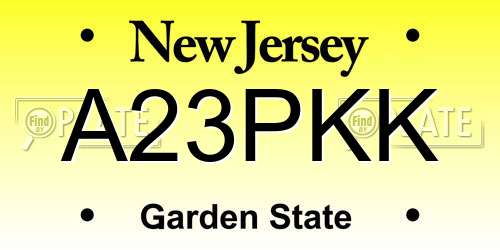 A23PKK New Jersey License Plate