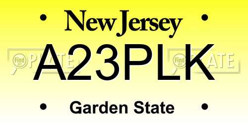 A23PLK New Jersey License Plate