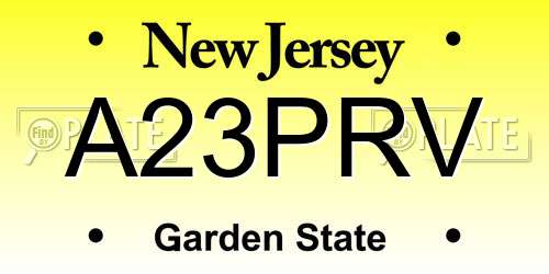 A23PRV New Jersey License Plate
