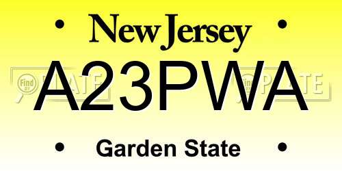 A23PWA New Jersey License Plate