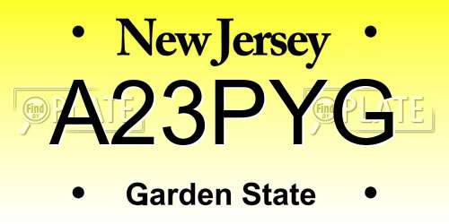 A23PYG New Jersey License Plate