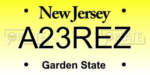 A23REZ New Jersey License Plate