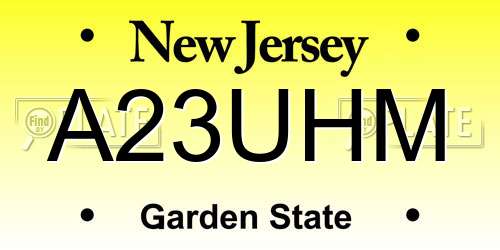 A23UHM New Jersey License Plate