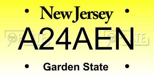 A24AEN New Jersey License Plate