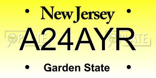 A24AYR New Jersey License Plate