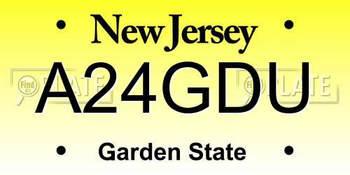 A24GDU New Jersey License Plate