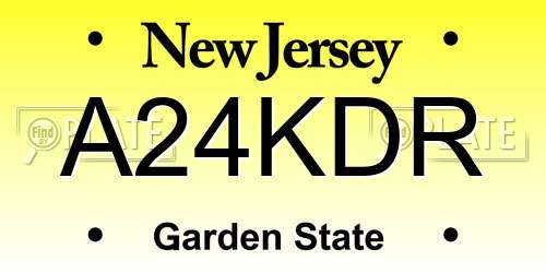 A24KDR New Jersey License Plate