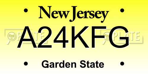 A24KFG New Jersey License Plate