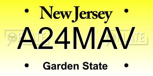 A24MAV New Jersey License Plate